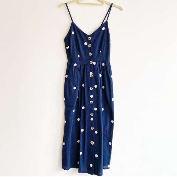 Japna Dresses & Skirts - Japna Navy & White Dot Midi Dress - Junior Med